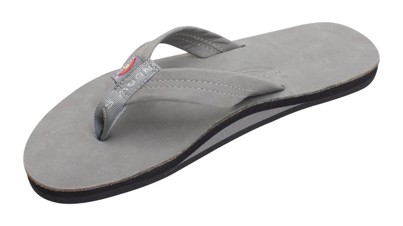Rainbow Sandals Men's Premier Leather Single Layer Wide Strap with Arch, Grey, Men's Small 7.5-8.5 B(M) US - Image 1
